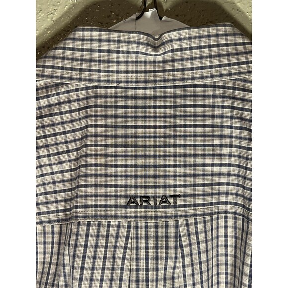 Ariat Pro Series Long Sleeve Button Down Shirt Mens Size L Blue Checkered - Picture 4 of 7